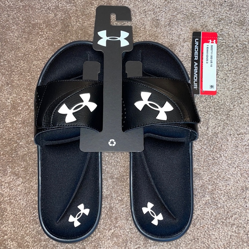 men’s under armour slides black size 10 🖤
